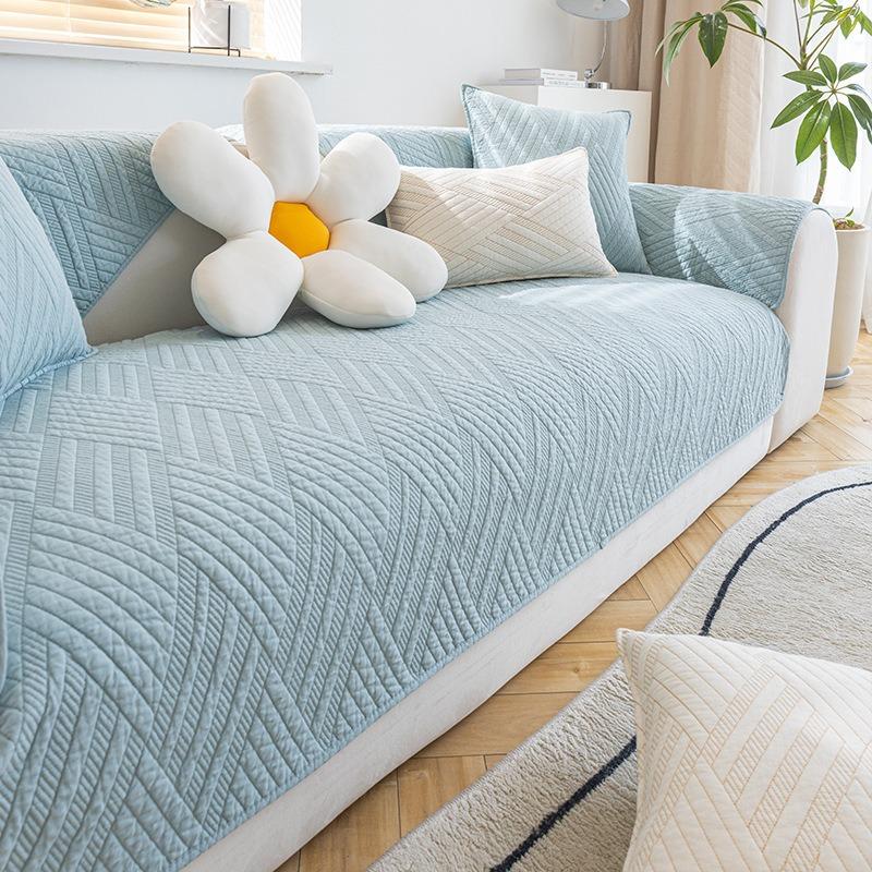New Water Washed Cotton Sofa Mat Non Slip Living Room Decoration Universal Backrest Cover Cloth Modern Minimalist Thickened Dustproof Jacquard Towel