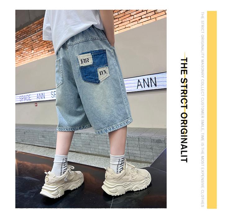 Boys' shorts summer clothes 2026 new item, mid size boys' summer denim cropped pants, boys' versatile pants