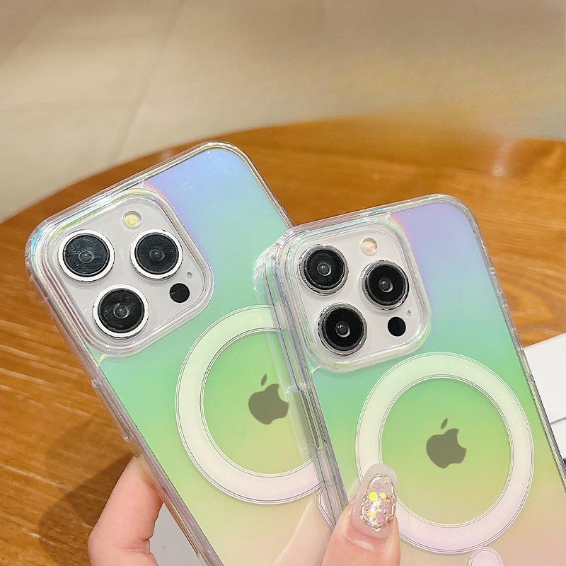 Applicable To Apple 17proMax Color Plated Magnetic Phone Case Gradient IPhone 16 Airbag Anti Fall 15 Protective Case 14