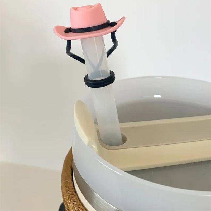 Cowboy Hat Straw Cover Cap For Tumbler Cup 30&40 Oz 10Mm Cowgirl Hat Silicone Straw Topper Protector Lid
