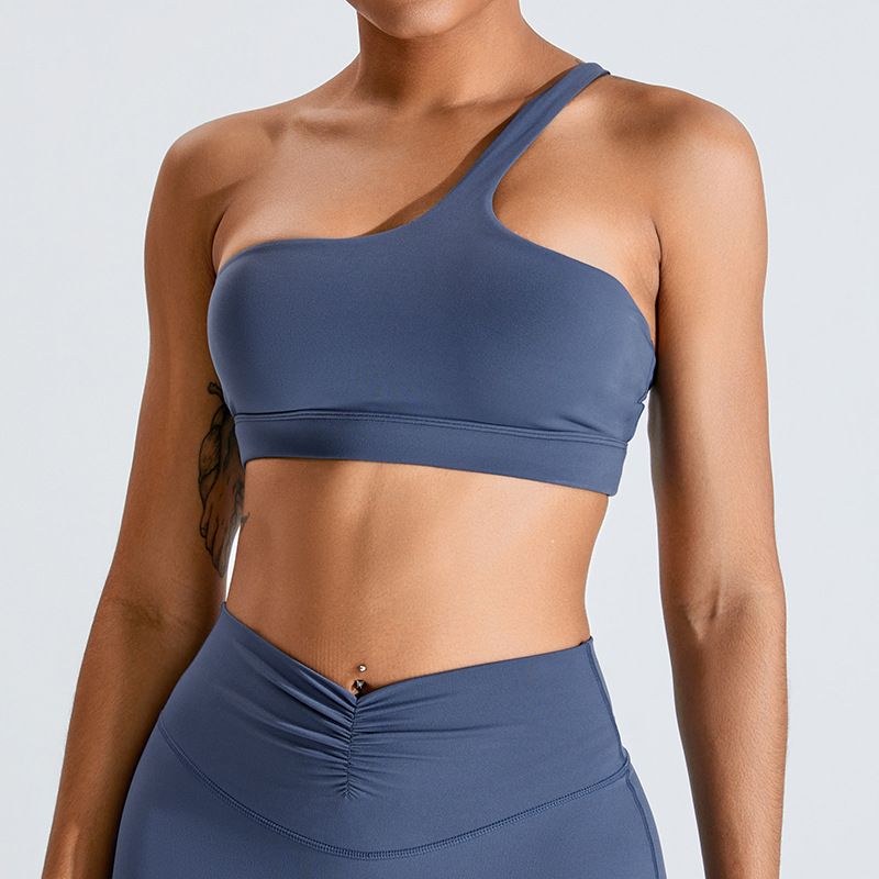 2024 New Arrival Oblique One Shoulder Sports Intimates Naked Women Sense Yoga Bra Quick-Drying Beauty Back Vest Beauty Back Workout Clothes Elastic