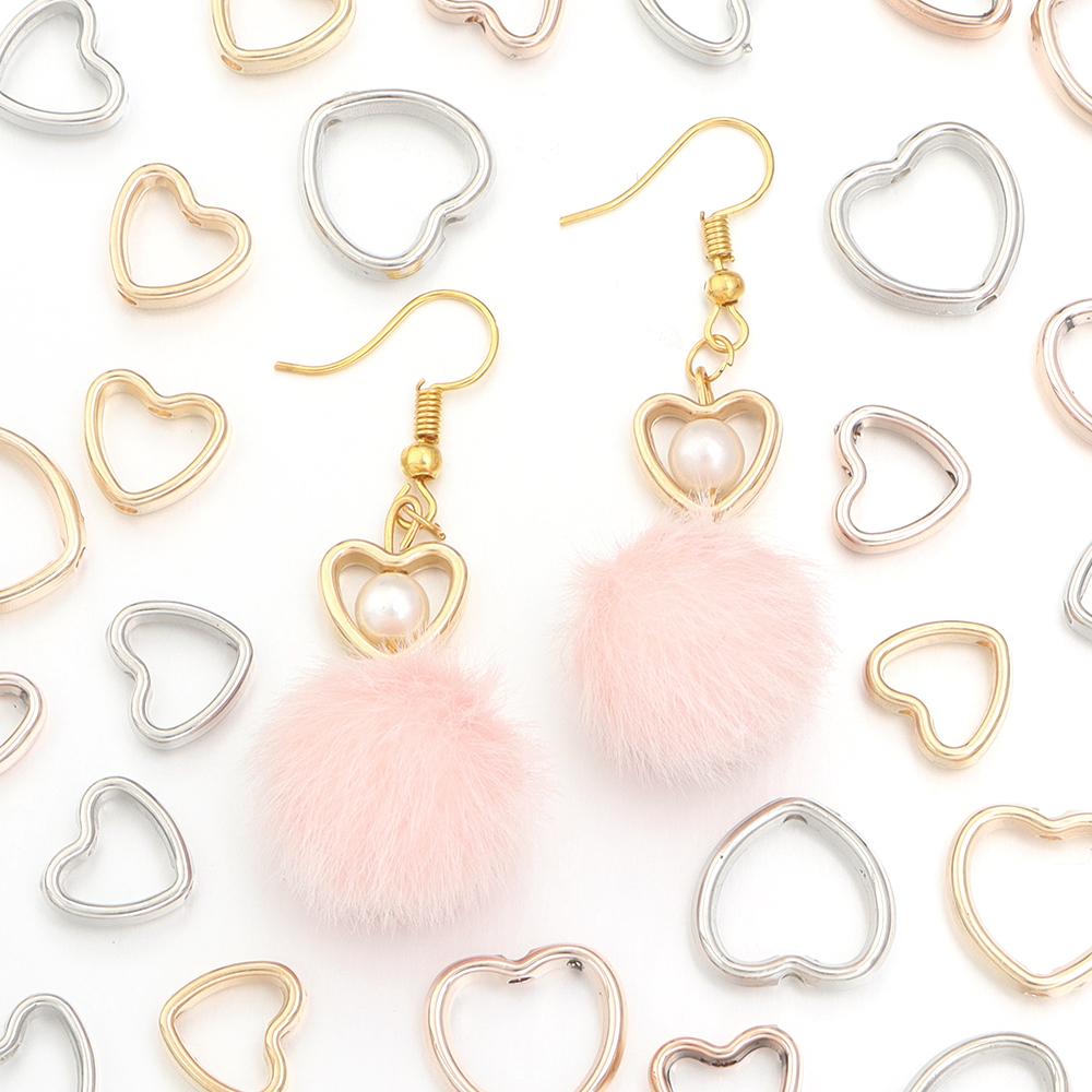 100pcs/lot Heart Hollow CCB Beads Love Heart Loose Spacer Beads For Jewelry Making DIY Necklace Bracelets Earrings Accessories