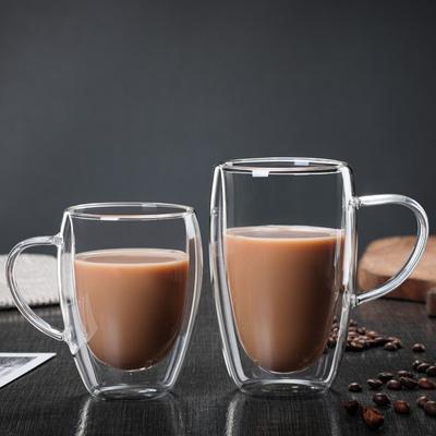 Tasses à expresso isothermes à double paroi en verre (150/250/350/450 ml) pour thé, jus, lait et café au lait.