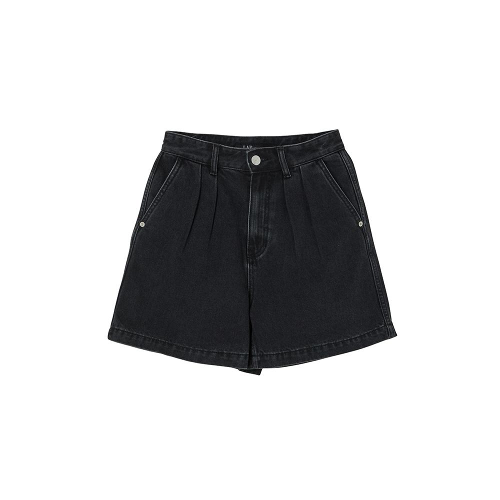 LAP Washed Double-Pleat Mini Denim Shorts As2Dp581