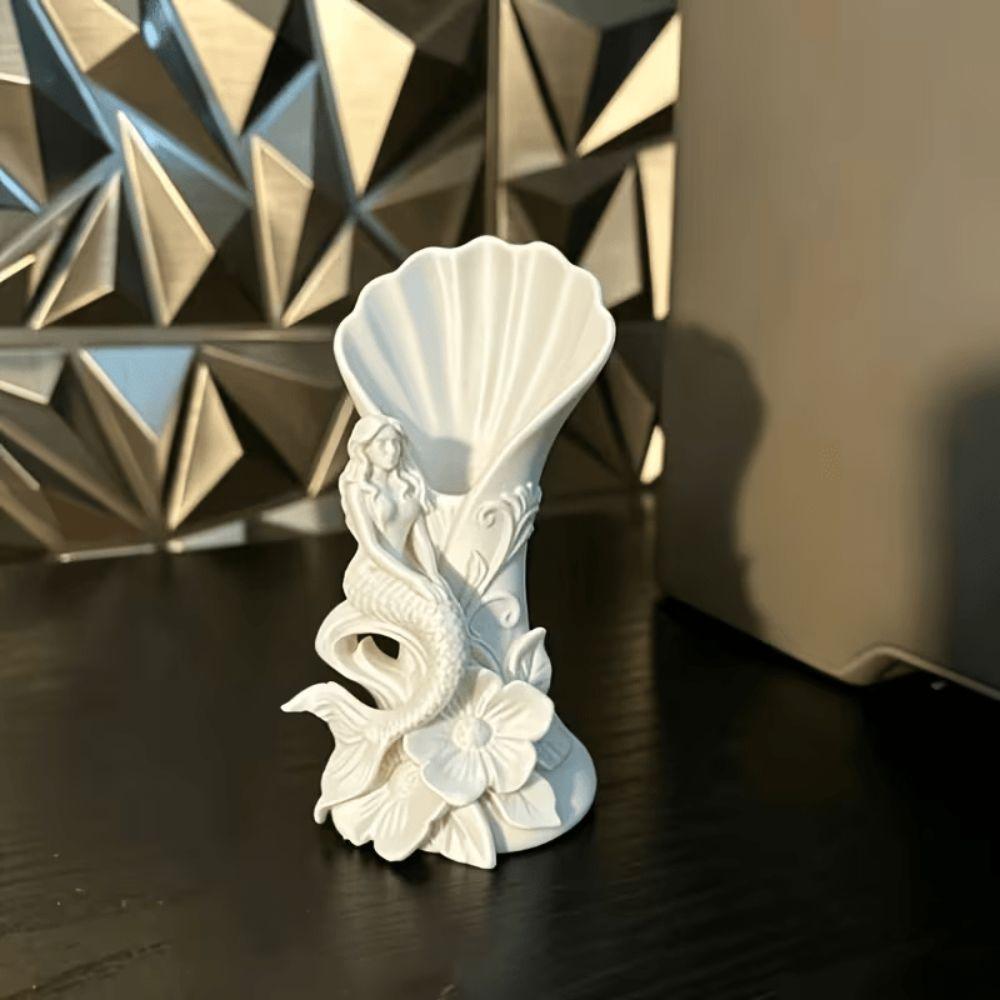 3D Printing Mermaid Shell Vase Elegant Minimalist Desktop Decorative Vase Creative Modern Floral Display Container Gift