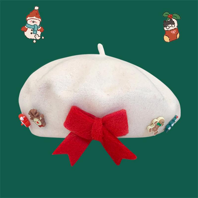 Christmas Hat Fashion Warm Hat Women's Cute Christmas Beret Hat Decorative Wool Artist Beanies Hats Painter Hat for Adults