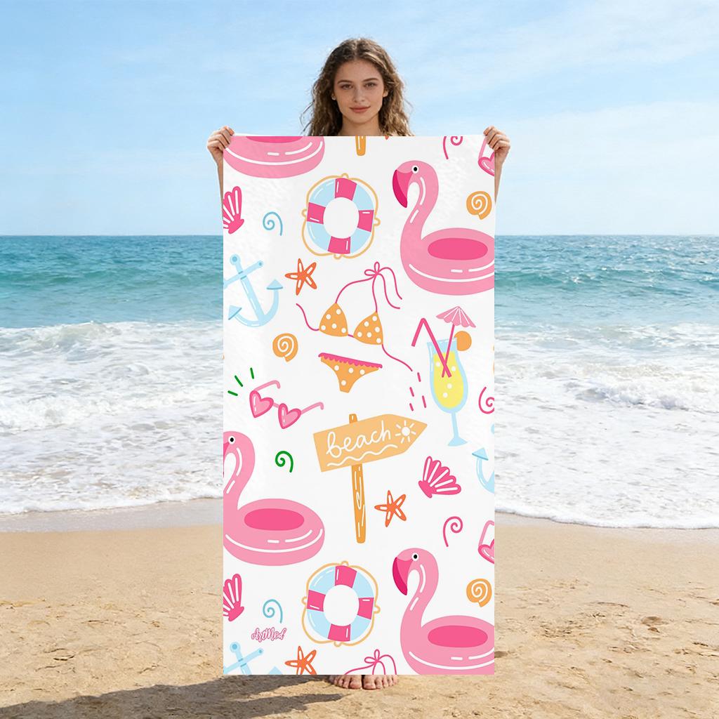 

Flamingo Summer Style Beach Towel Quick-drying Super Absorbent Suitable for Swimming Beach Pool Gym Summer Gift for Friends W40*H60(CM)