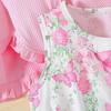 Spring-Autumn Girls' Princess Jacket & Vest Set: Long Sleeve Dress with Printed Vest