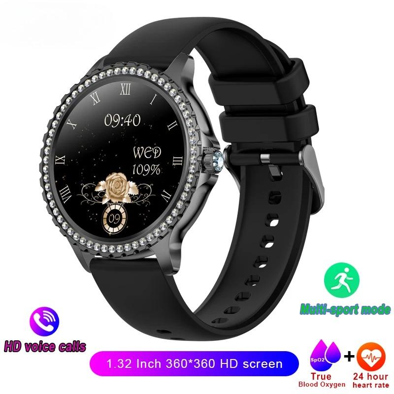 New Voice Calling Smart Watch Women 360*360 HD Display Diamond Strap Heart Rate Sports Ladies Fashion Waterproof Smartwatch