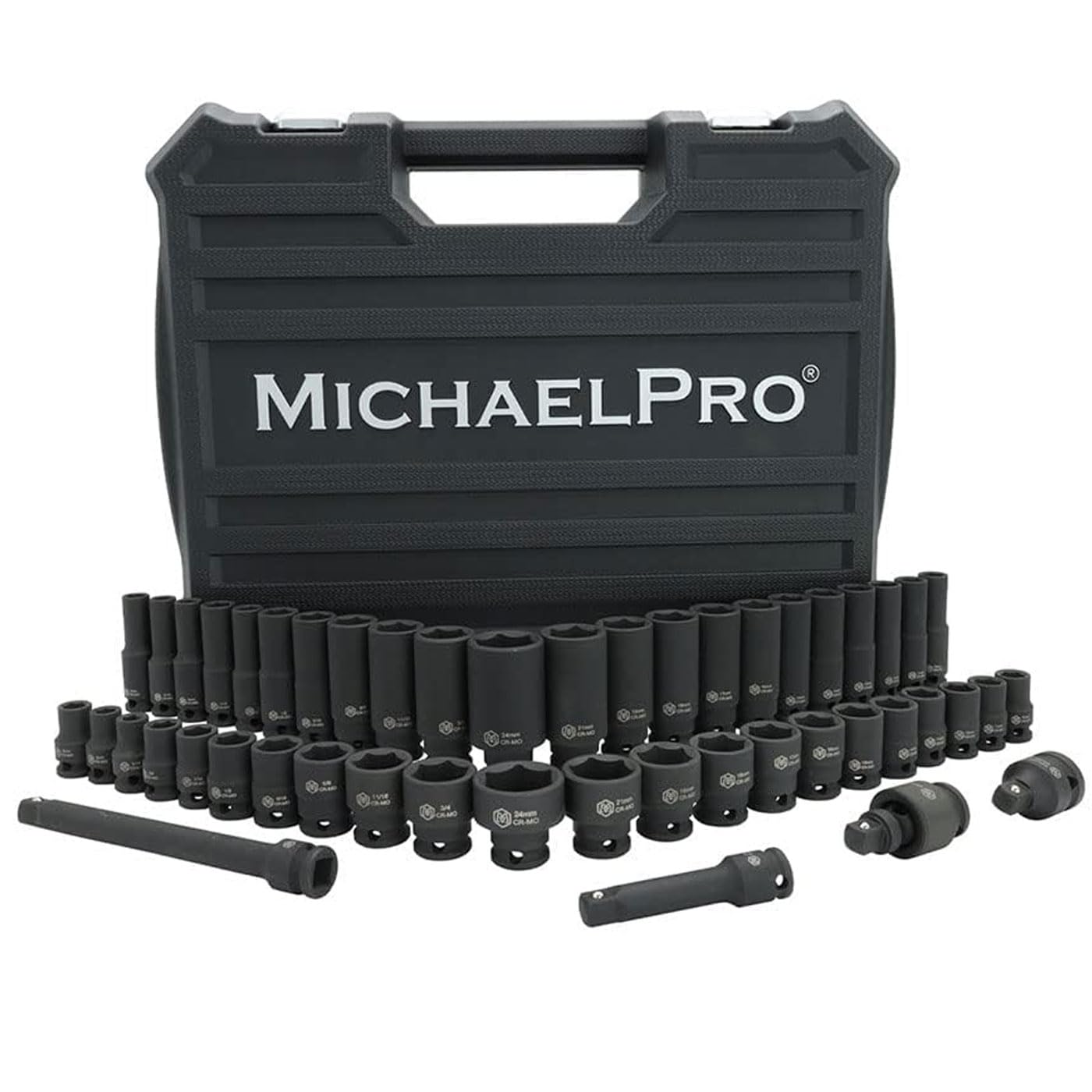 

MichaelPro Drive Impact Socket Deep Standard SAE Metric High Torque Resistant Extension Sockets and Adapters MP005035 48-Piece 3/8-inch Set, & &