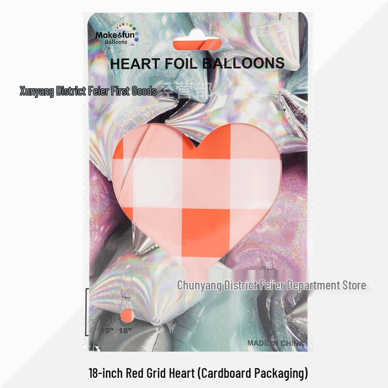 18" Heart Grid Birthday Party Backdrop Aluminum Balloons - Bulk/Individual Pack