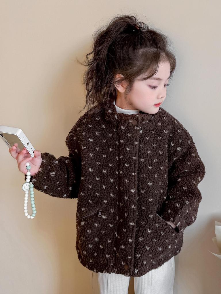 Girls' 2025 Autumn/Winter Fleece Jacket - Plush, Fashionable Sweater for Baby Girls