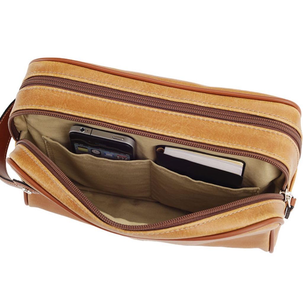 Hergestellt in Japan Second Bag 320g 2 Fächer Vintage-Stil Doppelreißverschluss Handtasche Beutel zum Ausgehen Leichtgewicht Hergestellt in Toyooka Schwarz [kakkoii] Herren