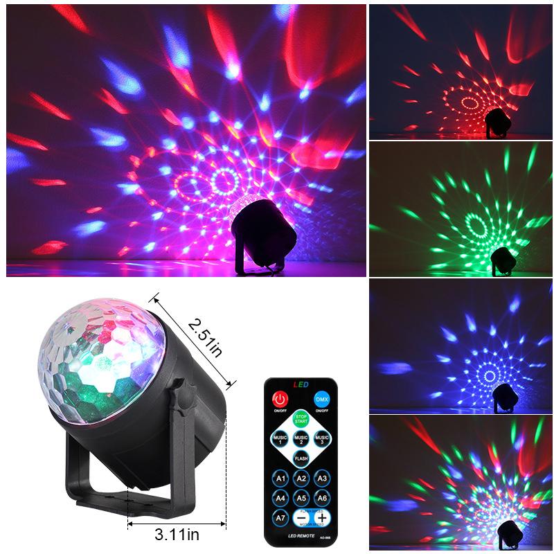Colorful Stage Dj Club LED Disco Lights Remote Control Rotating Crystal Magical Ball Strobe Party Lights for Bar Party Club