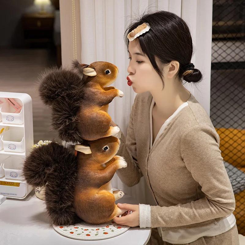 20cm Simulated Squirrel Plush Toy Cute Animal Stuffed Toys Gifts for Squirrel Animal Enthusiasts Kids Birthday Xmas Gifts Decor