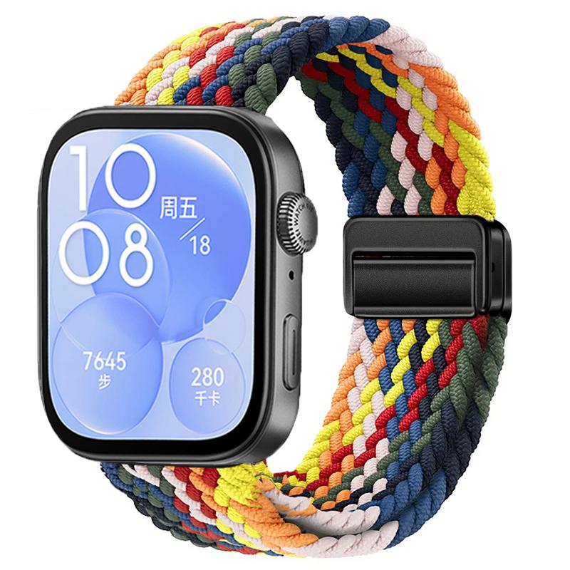 Nylon Braided Strap for Huawei Watch Fit 3/4/4 Pro Magnetic Adjustable Comfortable Band for Huawei Watch Fit 4/3 Bracelet Belt