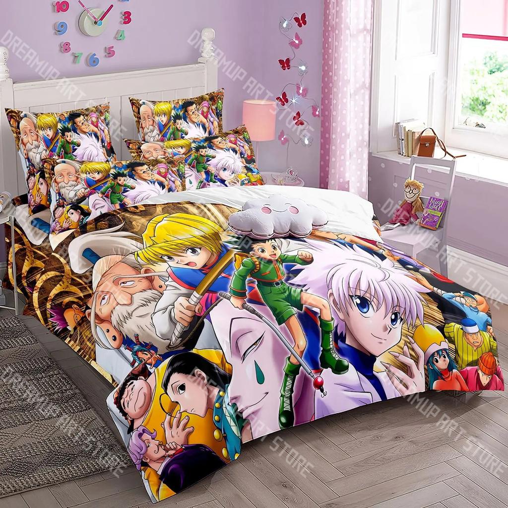 Fashion Anime Hunter Hunter Bedding Set Single Twin Full Queen King Size Bed Set Kids Bedroom Duvetcover Sets Bed Sheet Set