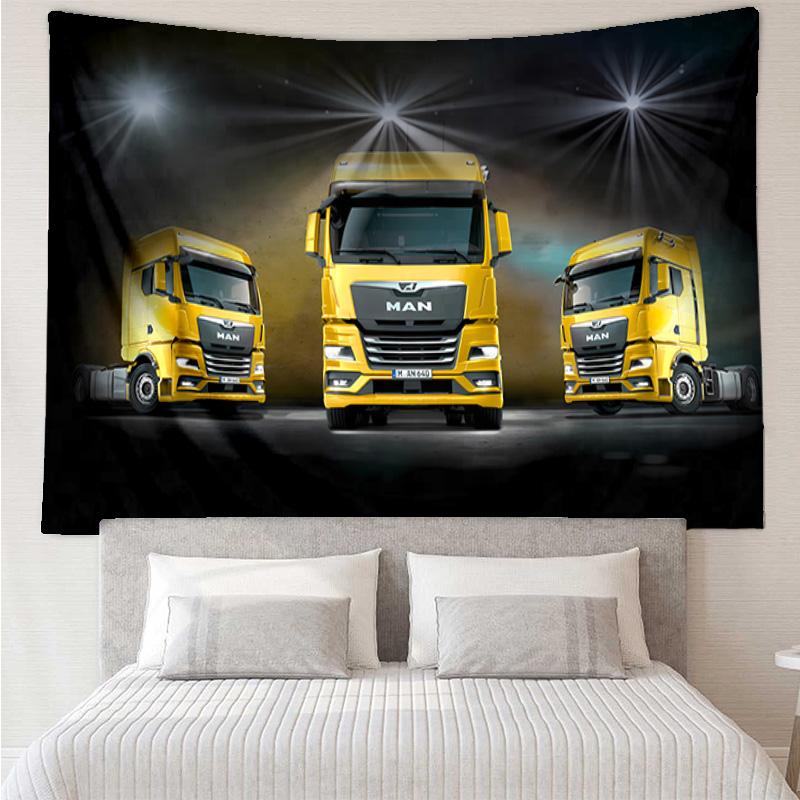 MAN LKW Wandteppich für Schlafzimmer Ästhetische Klassenzimmer Wandteppiche Wandbehang für Wohnzimmer Studentenwohnheim Büro, Ideales Kreatives Geschenk