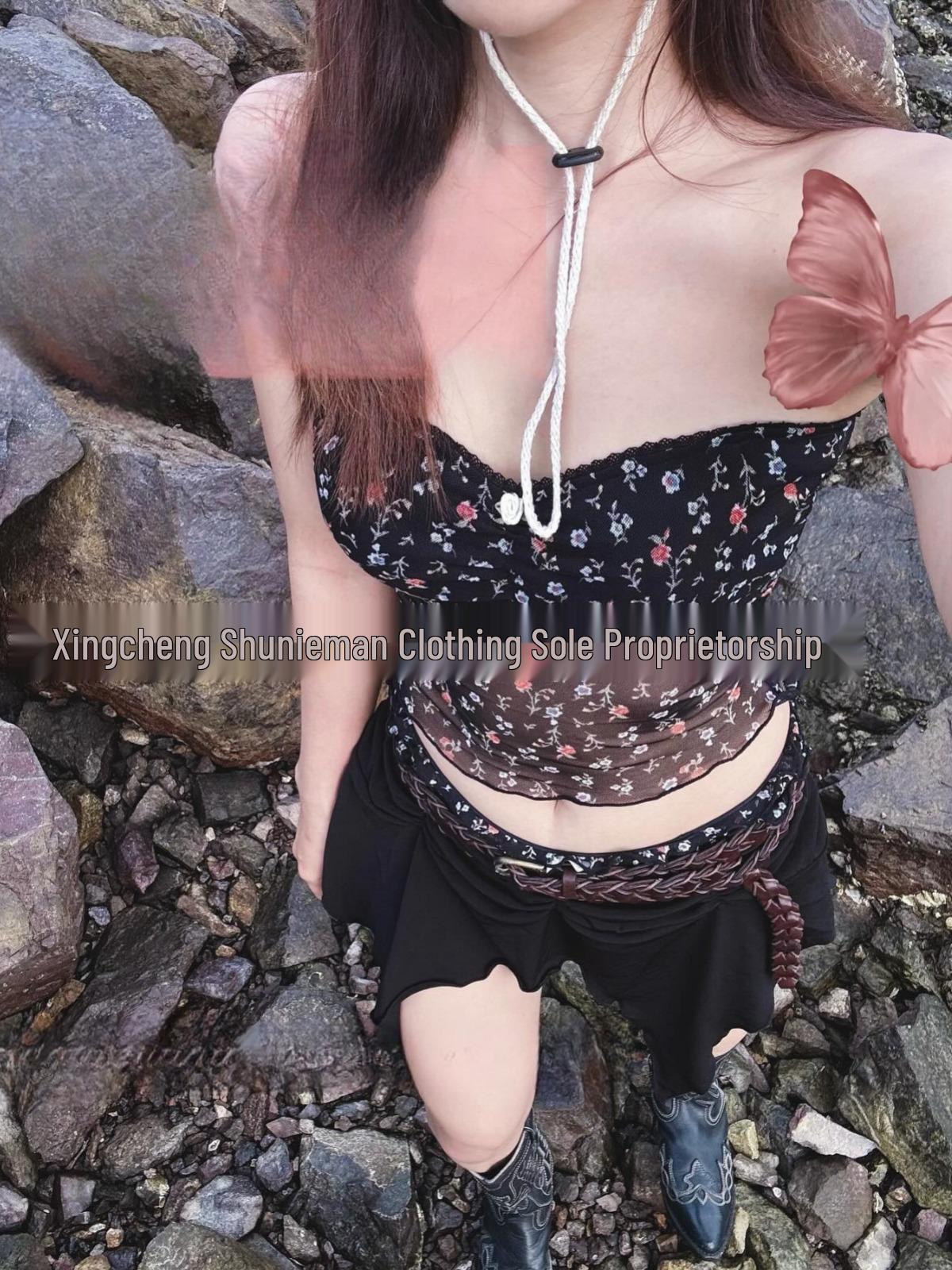 

Женский раздельный купальник с цветочным принтом: Сексуальный кружевной прозрачный бандаж XL чёрный