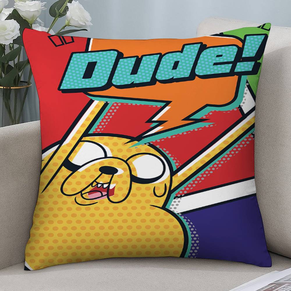 Anime A-Adventure Time Pillow Case Short Plush Double-sided Print Square Throw Pillow Covers Sofa Home Cushion Decor