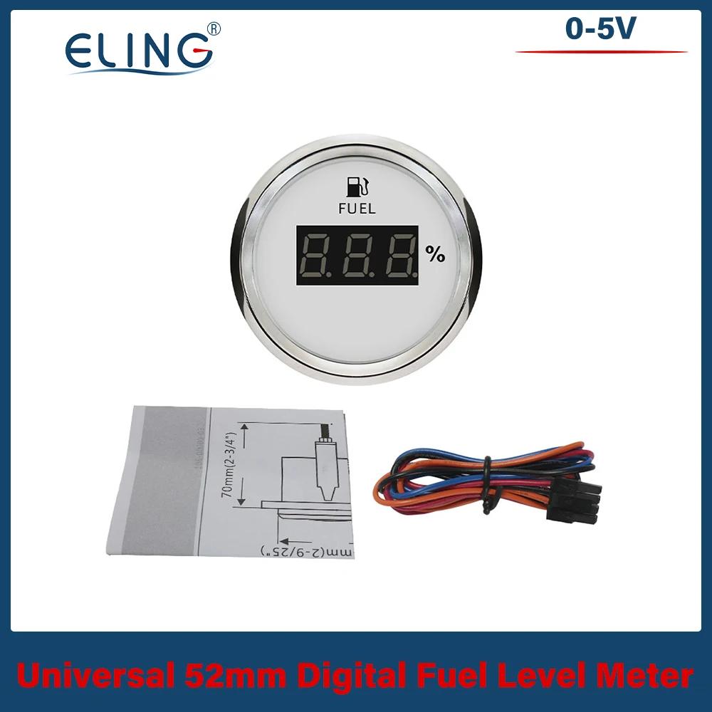 ELING 52mm (2'') Signal 0-5V Fuel Level Gauge Fuel Gauge with Red Backlight Working Volt 12V 24V for Car Boat VAN