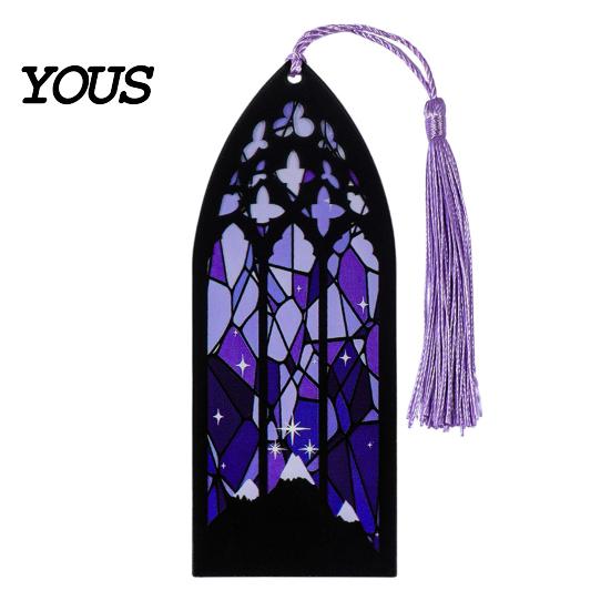 Transparent Acrylic Bookmark Stained Glass Art Bookmark, Halloween Dark Aesthetic Book Mark, Clear Page Marker with Tassel, Gifts for Readers & Lovers