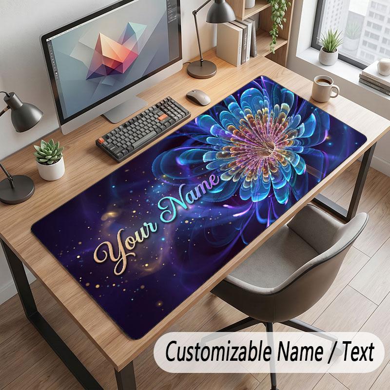 Floral Garden Theme Customized Mouse Pad Personalized Print Name Text Desk Mat For Home Office Table Decor