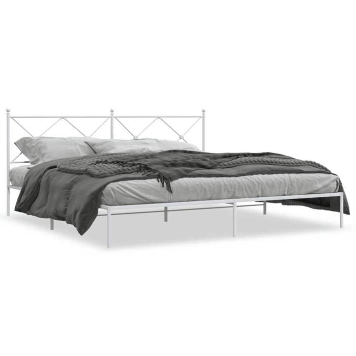 VidaXL Cadre de lit métal sans matelas et tête de lit blanc 193x203 cm 376557