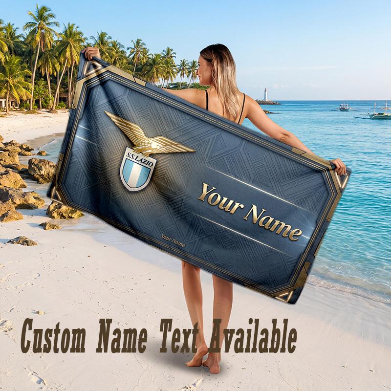 Lazio FC Design Beach Towel Custom Text Large Towel for Beach Vacation