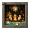 Small Halloween Figures Lighted Frame Ornaments, Light Up Shadow Box, Warm Festive Party Supplies Atmosphere LED Lights for Home Living Room