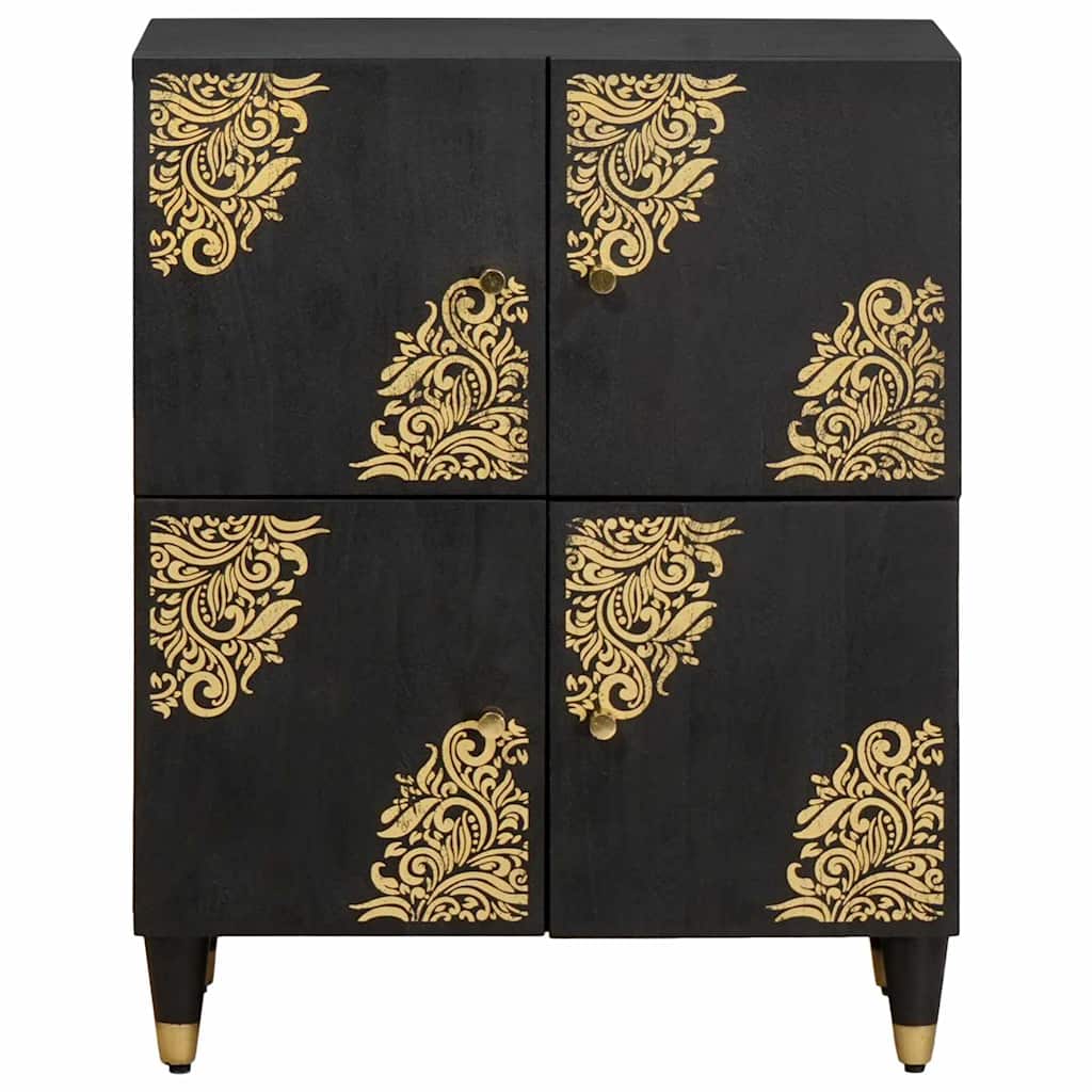 Sideboard with Shelf Black 60 x 33 x 75 cm Solid Mango Wood