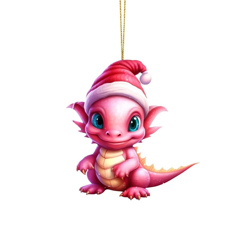 Charming Cartoon Christmas Dragon Car Decor Bright Festive Hanging Ornament Homes For