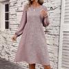 Ro
primăvară toamnă rochie de petrecere pentru femei modă A-line casual largă imprimeu leopard rochii elegante cu mânecă lungă rochie maxi bodycon pentru femei