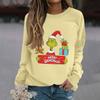 Women's Fashion Casual Long Sleeve Solid Color Christmas Printed Round Neck Top Sweatshirt