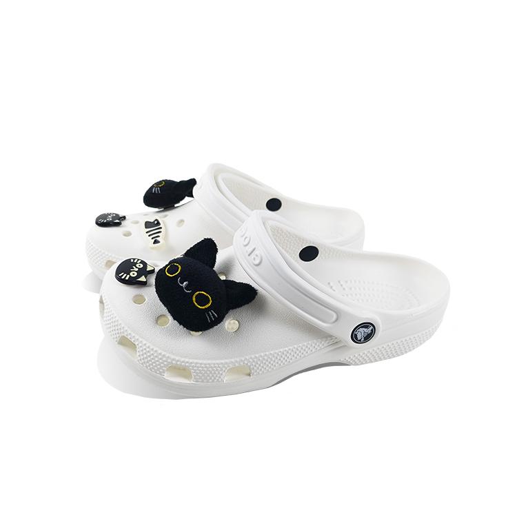 Crocs Classic Clog EVA Black Cat Small Fresh Fashion Cute Home Casual Beach School Style Hole Shoes Same for Men and Women White