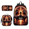 Skull Student Backpack Set Fashion Double Shoulder Bag Crossbody Bag Pencil Case Trendy Accessories Multifunctional School Bag