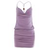 Summer European and American Style Sexy Big Halter Folds Tight and Thin Shoulder Straps Suspender Dress Short Skirt Women