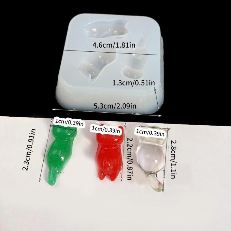 Silicone Mold Three Cats Accessories Molds Epoxy Resin Keychain Pendant Ornament Mould Jewelry Making Supplies