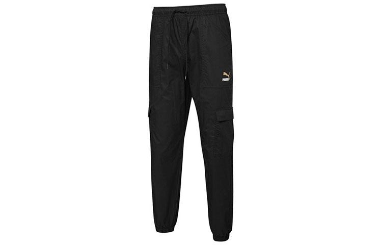 PUMA Knitted Sweatpants Men's Black Moderate Cuffed Pants 536307-51