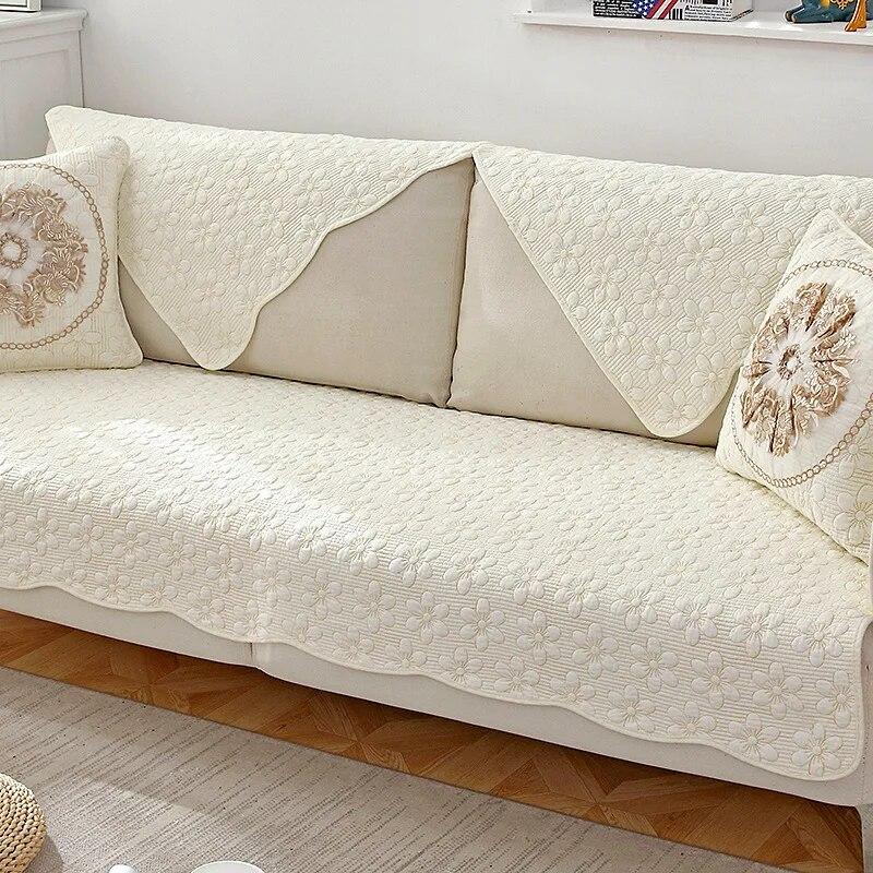 Funda de sofá bordada de algodón de doble cara, funda de cojín para sofá de cuatro estaciones, funda de sofá de esquina moderna para sala de estar, funda de reposabrazos, toalla