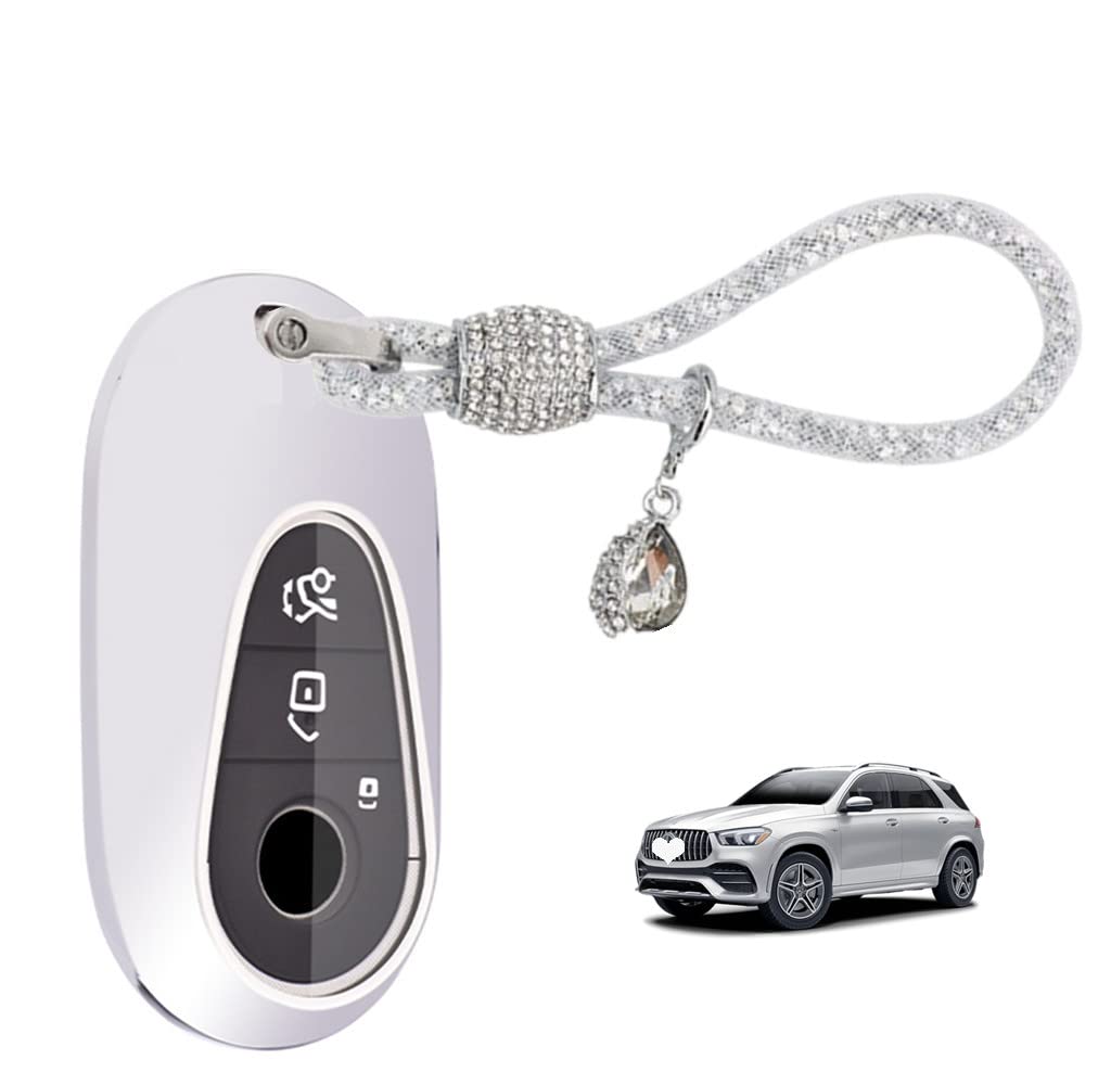 Benz Key Cover Keychain Mercedes W206 S206 S Class New TPU and crystal chain серебряный