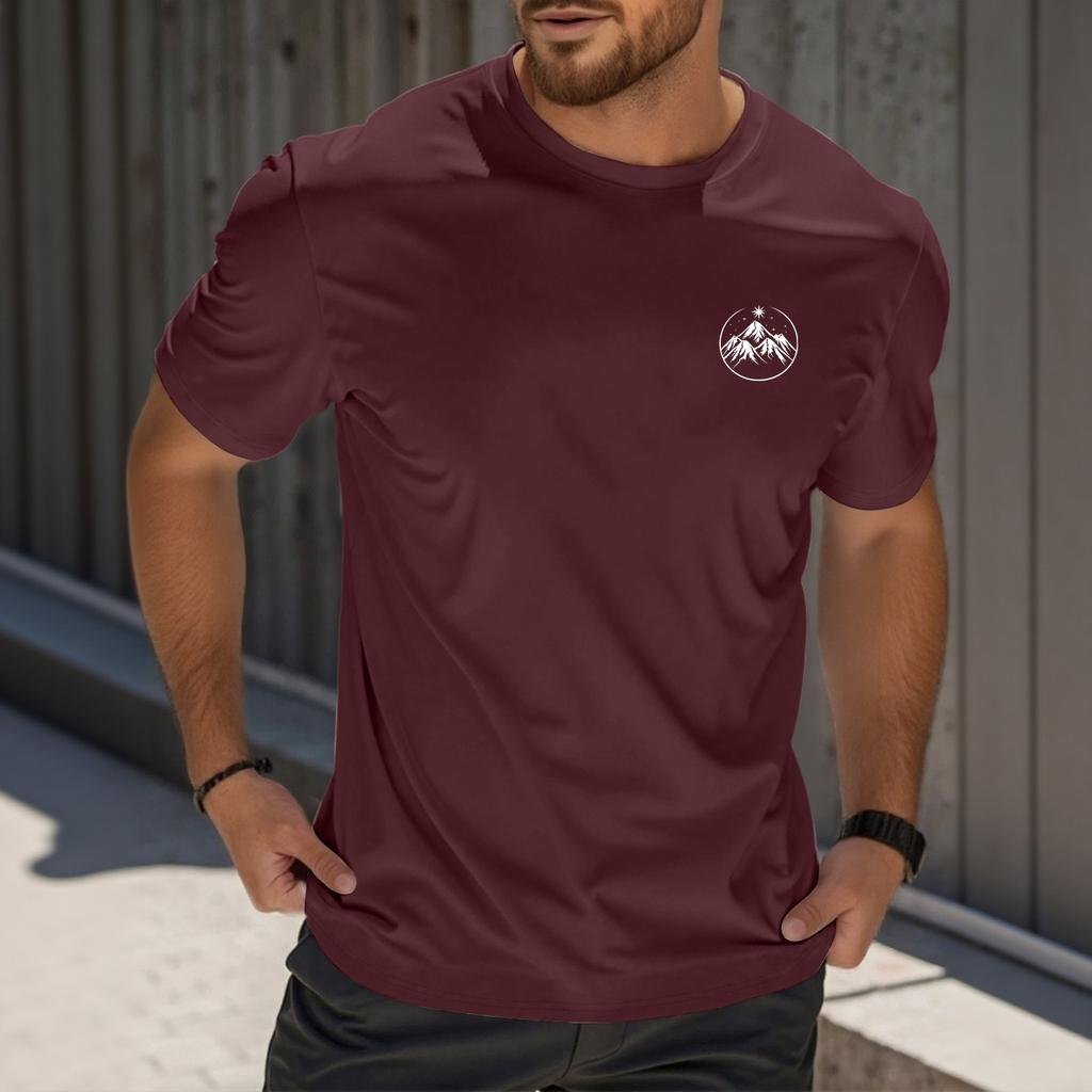 Herrenmode Bedrucktes Rundhals Kurzarm T-Shirt Top mit gerader Schulter