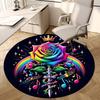 1pc Office Carpet Chair Mats Rainbow Rose with Crown and Music Notes Perfect for Decorating Office Chairs, Living Rooms, Or Bedrooms