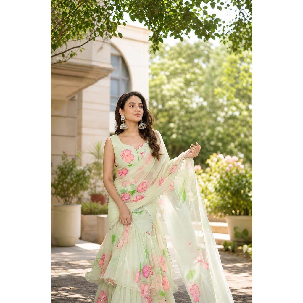 New Launch – Trendy Designer Lehenga Saree | Modern Ready-to-Wear Glam Look