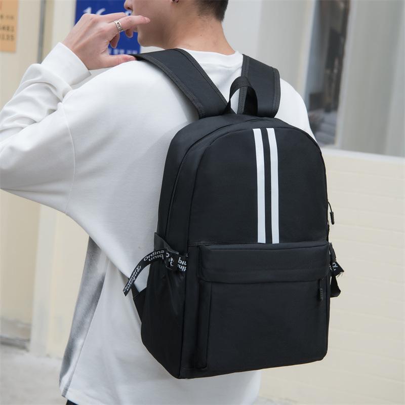 Casual Backpack for Women Solid Color Striped Travel Computer Backpack Male Middle School Student Schoolbag Couple