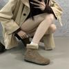 French snow boots women's 2025 new lamb wool plush warm short boots inner height-increasing fluffy boots