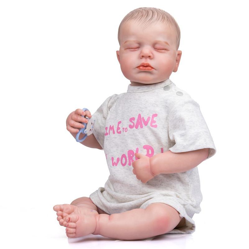

19-дюймовые готовые куклы Reborn Baby, пробуждающиеся во сне, кукла ЛуЛу, девочка-близнец, реалистичная, приятная, мягкая на ощупь, кукла для новорожденных, 3D-кожа, видимые вены, игрушки «сделай сам» для детей closed eyes