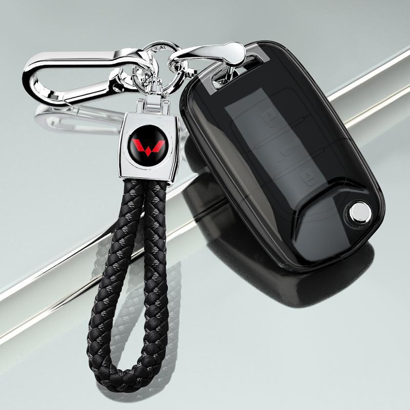 Wuling Bingo Airev Transparent Car Key Cover - Full Protective Case with Buckle, Clear Sky New Model