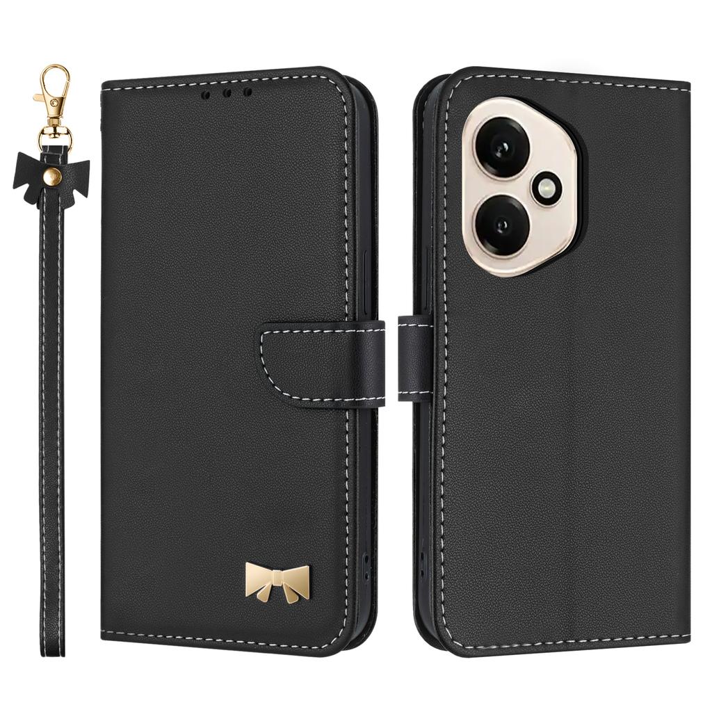 For Honor 400 5G (Global) Case Bowknot Decor Wallet Leather Phone Cover with Wrist Strap