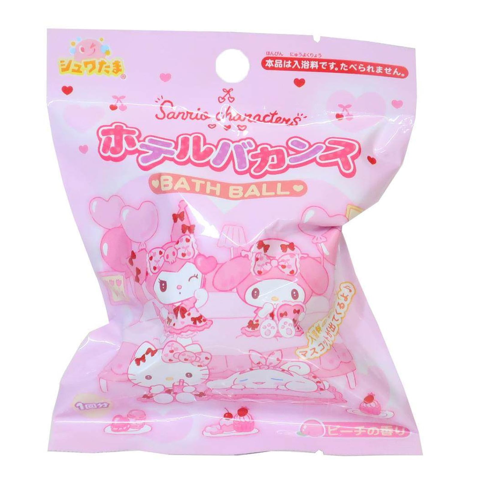Shuwatama Sanrio Characters Hotel Vacation Bath Peach 75g Ball, Scent, (1 use)